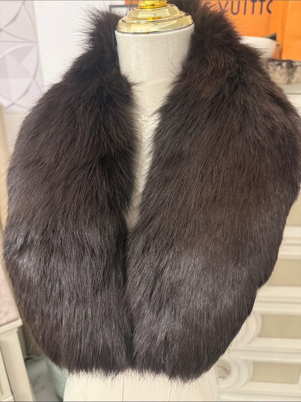 Real fox fur clip on collar